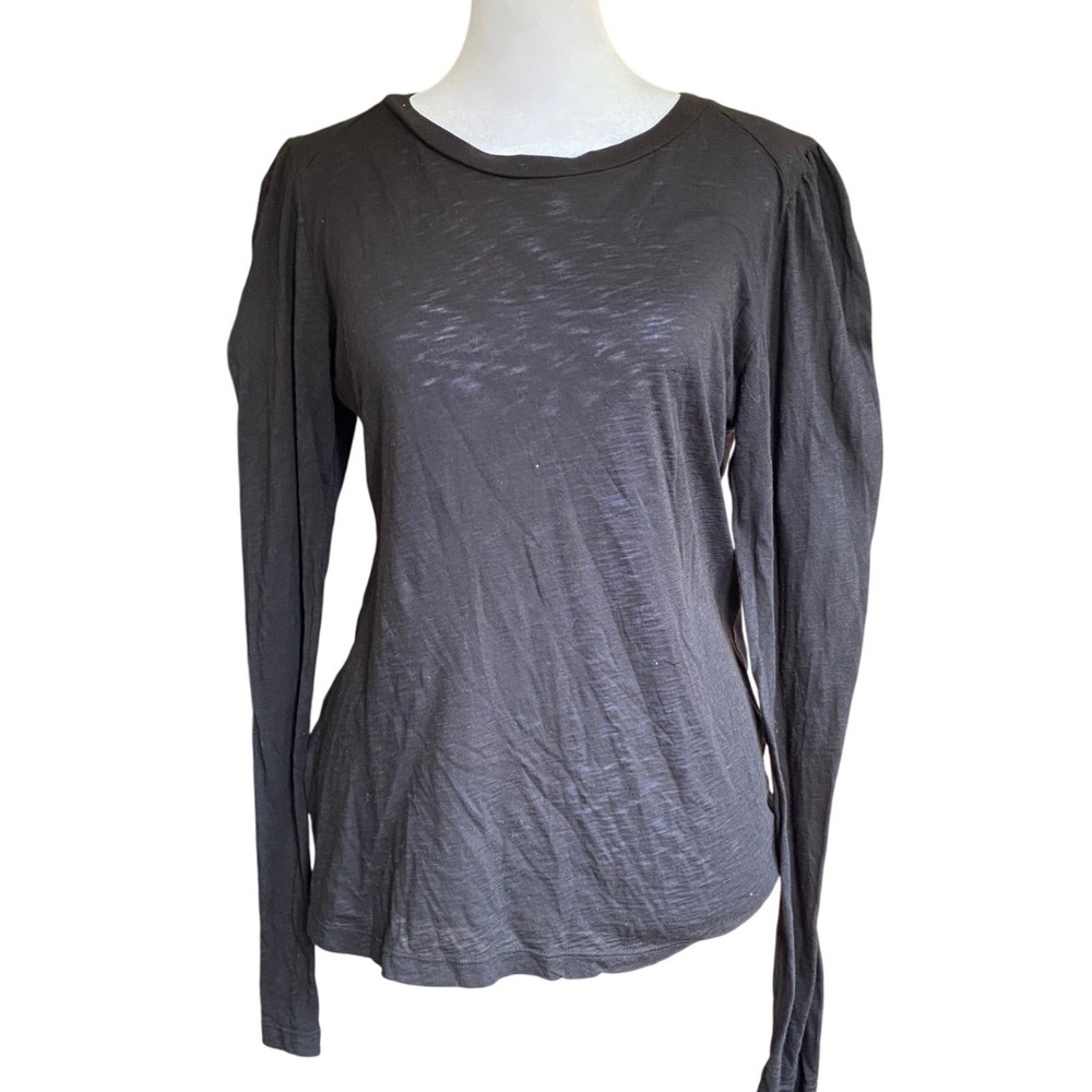 Stateside‎ Supima Cotton Puff Shoulder Black Slub Tee Shirt Large Luxury Capsule